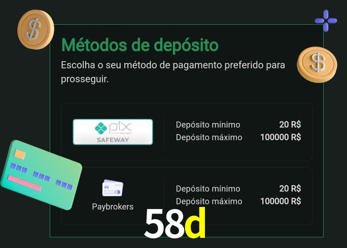 O cassino 58d oferece uma grande variedade de métodos de pagamento
